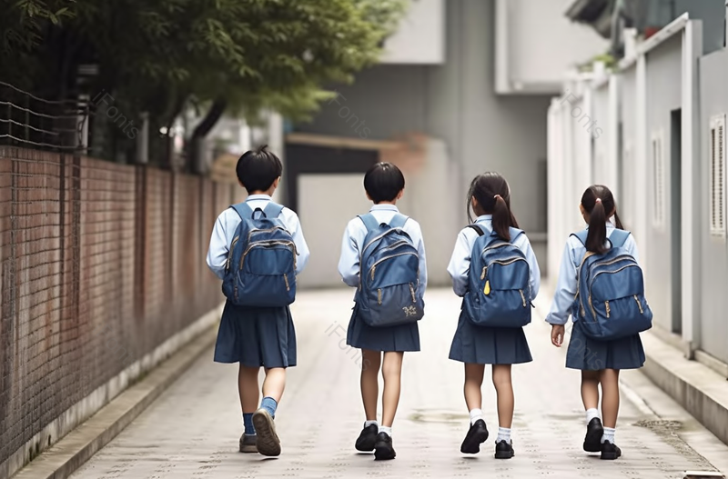 学生下课后在路上行走背景视角,高清,摄影图,摄影图片,图片大全,摄影图免费下载